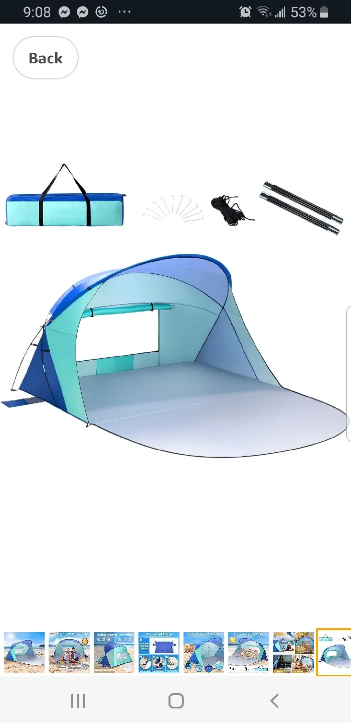 Beach Tent Sun Shelter for 2 Person, 50+ UV brand new image indicator(8)