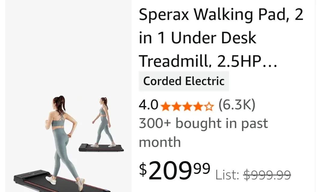 Sperax Walking Pad 2 in 1 Under Desk Treadmill thumbnail