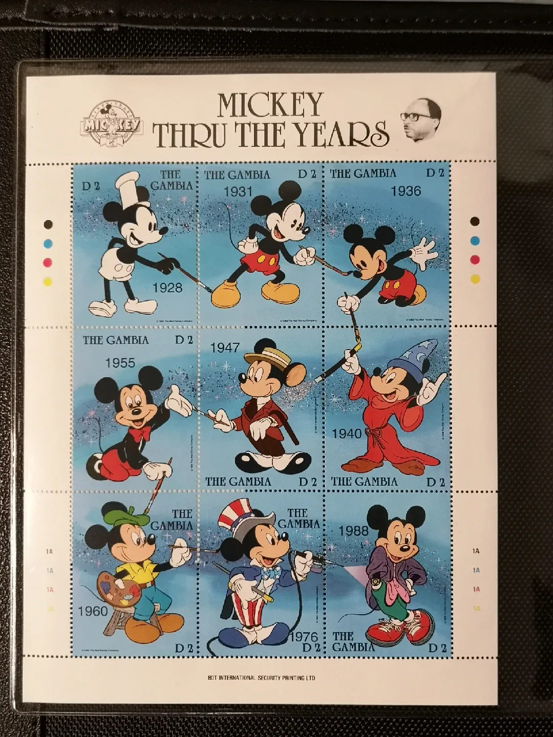 Disney✨9 Stamps ~ Micky Mouse ~Gambia Collector's Sheet~DM1 thumbnail