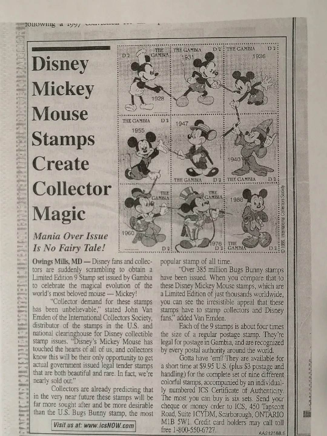 Disney✨9 Stamps ~ Micky Mouse ~Gambia Collector's Sheet~DM1 image indicator(2)