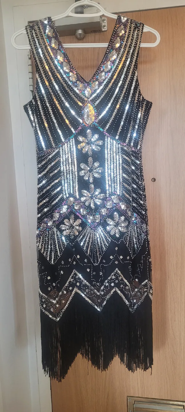 Flapper Dress - Black, Silver, Beaded image indicator(4)