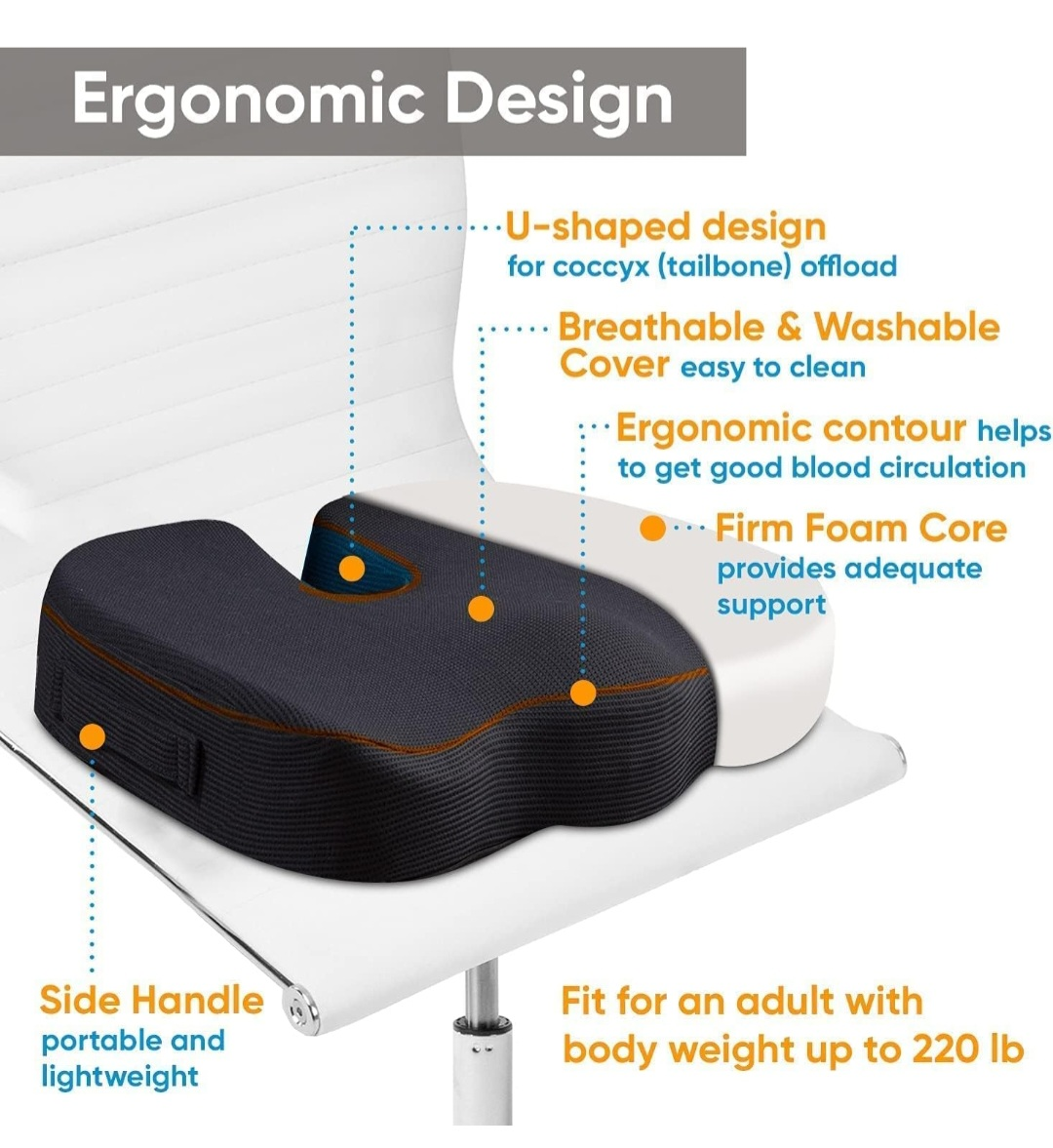 5 STARS UNITED Seat Cushion for Desk Chair - Tailbone, - photo 5