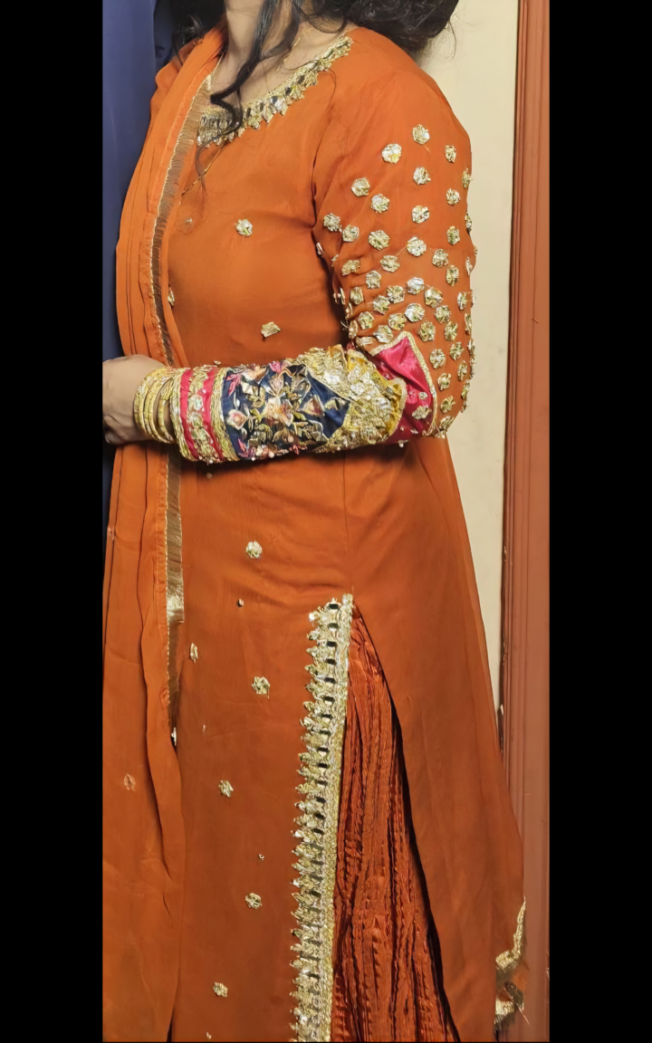 Orange Embroidered Salwar Kameez Suit - photo 2