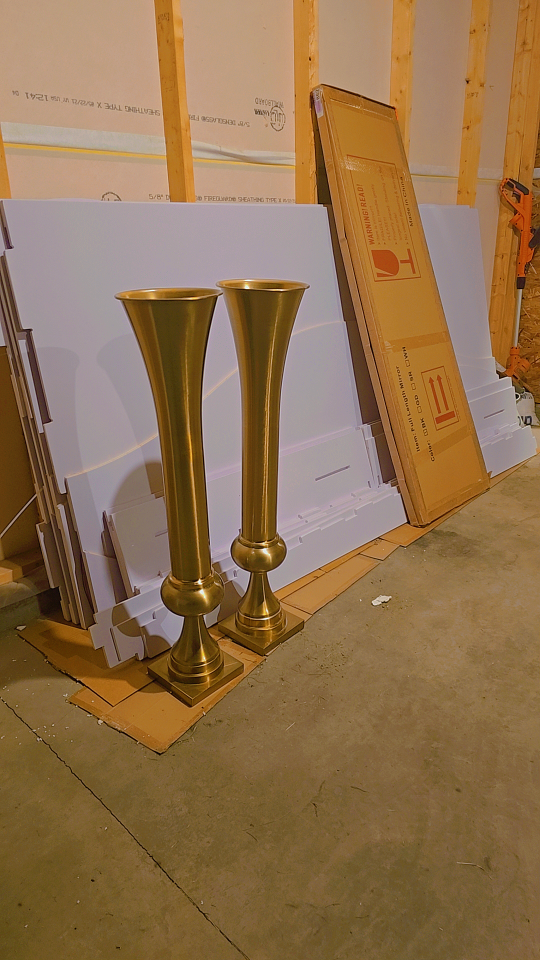 Pair of Tall Gold Vases