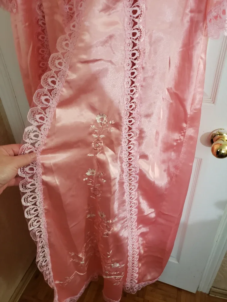 set Pink Satin Lingerie Dress with Lace Trim large x large image indicator(5)