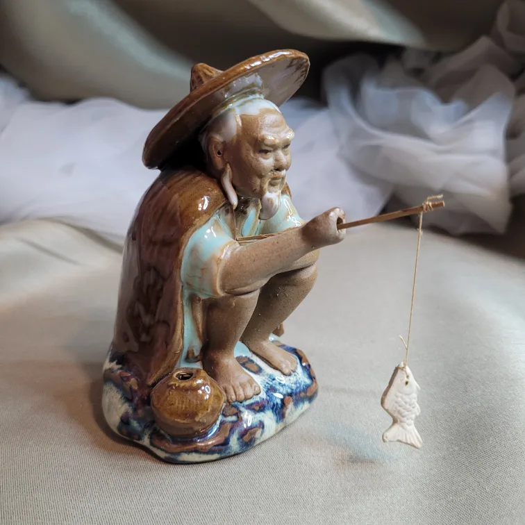 4 1/4" Ceramic Chinese Mudman Fisherman thumbnail