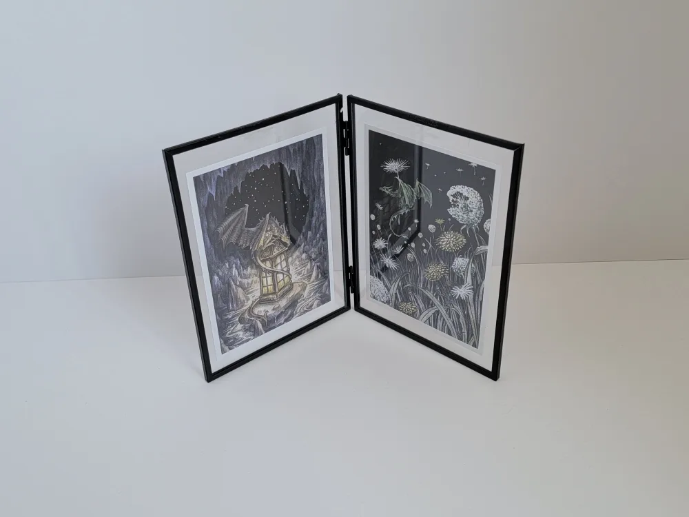 Double Picture Frame with Dragon Art Prints image indicator(2)
