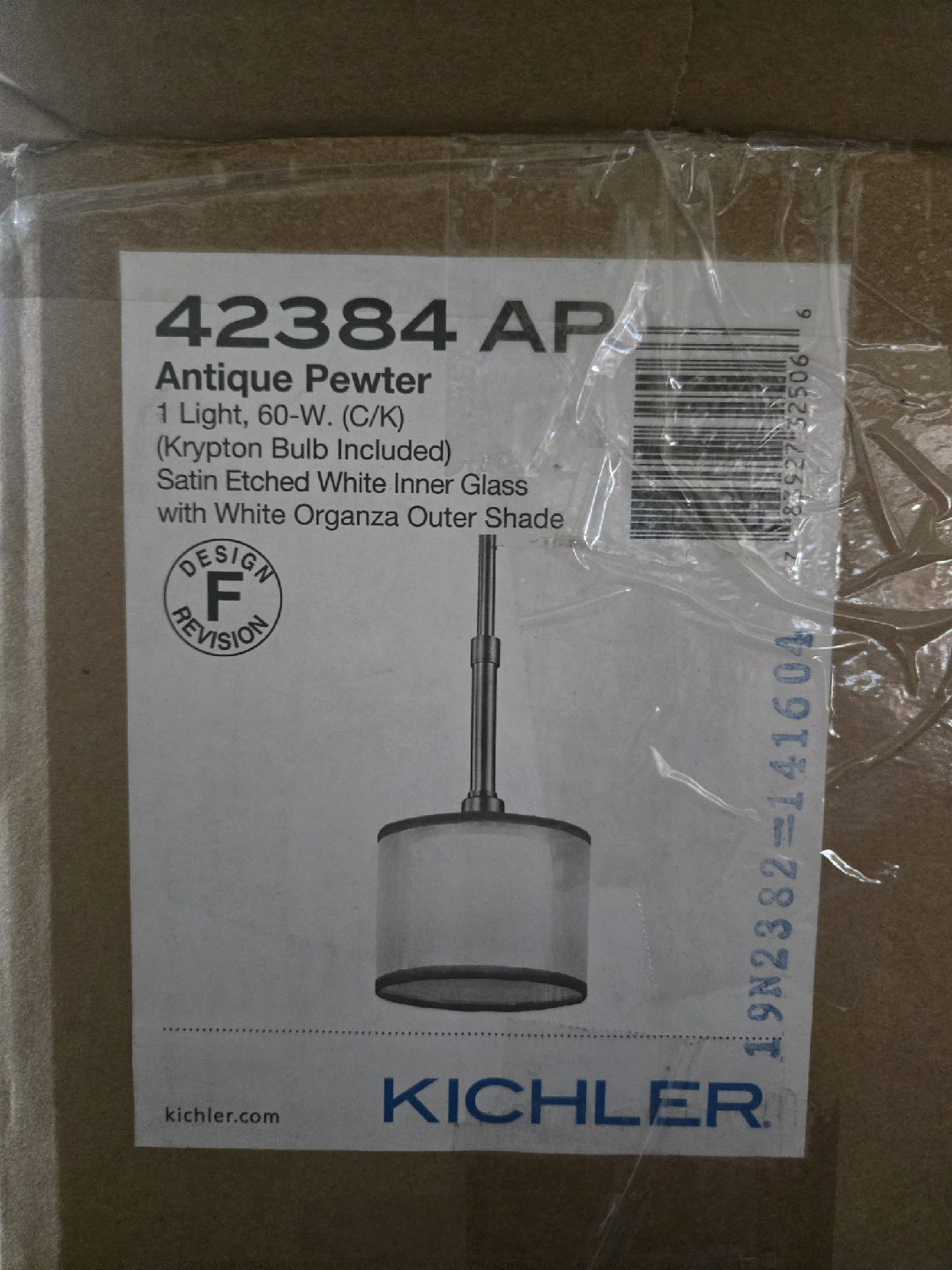 Kichler Antique Pewter Pendant Light 42384AP