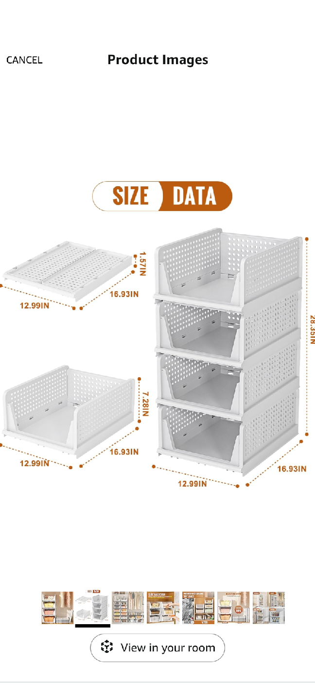 Stackable Closet Organizer Baskets