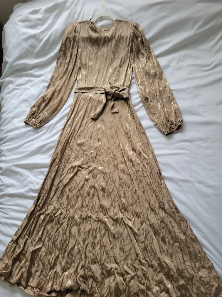 DEEN CITY Beige/Gold Abaya Zigzag Maxi Dress - Size 38/Small image indicator(2)