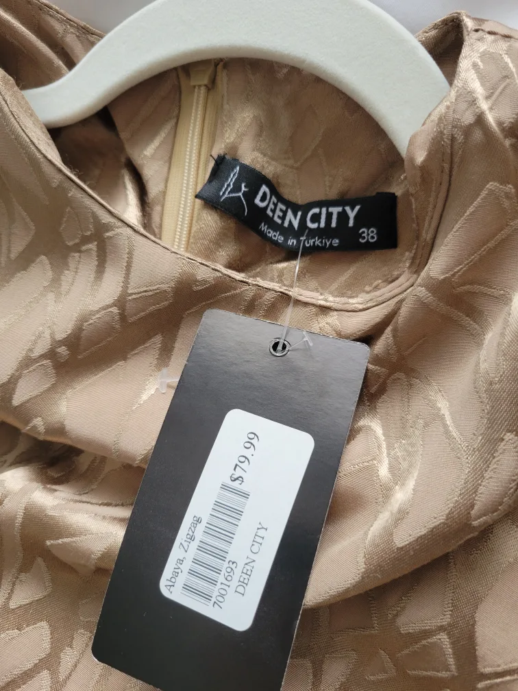 DEEN CITY Beige/Gold Abaya Zigzag Maxi Dress - Size 38/Small image indicator(3)