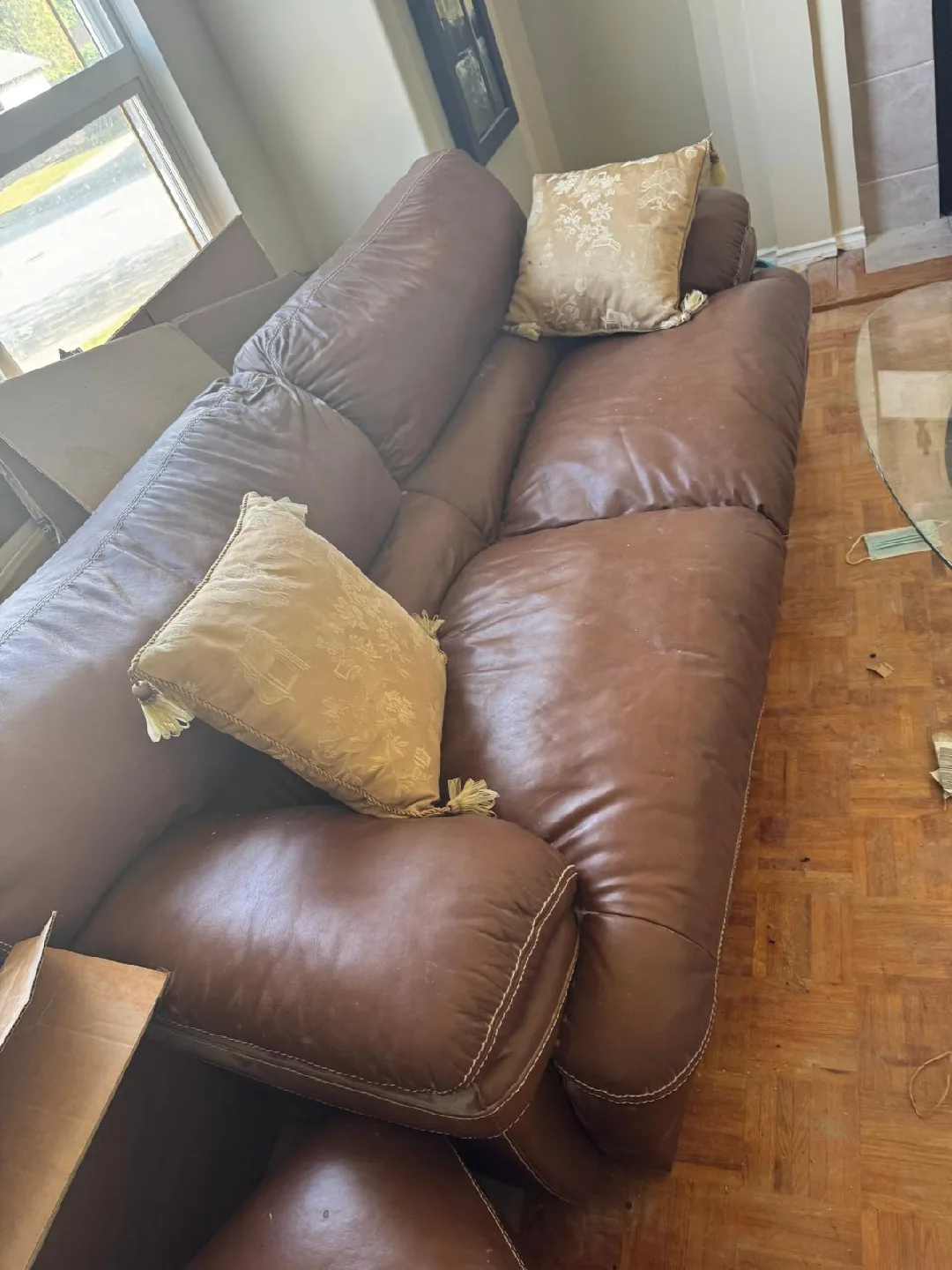 Brown Leather Sofa Set - Used image indicator(3)