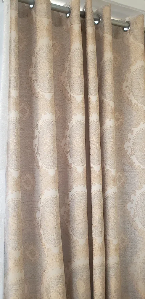 Elegant Beige Patterned Curtains thumbnail