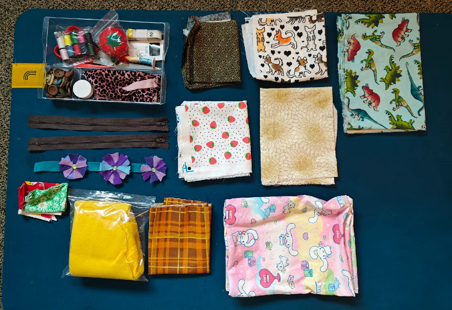 Pink Sewing Basket with Supplies and Fabric Prints🧡💖 image indicator(2)