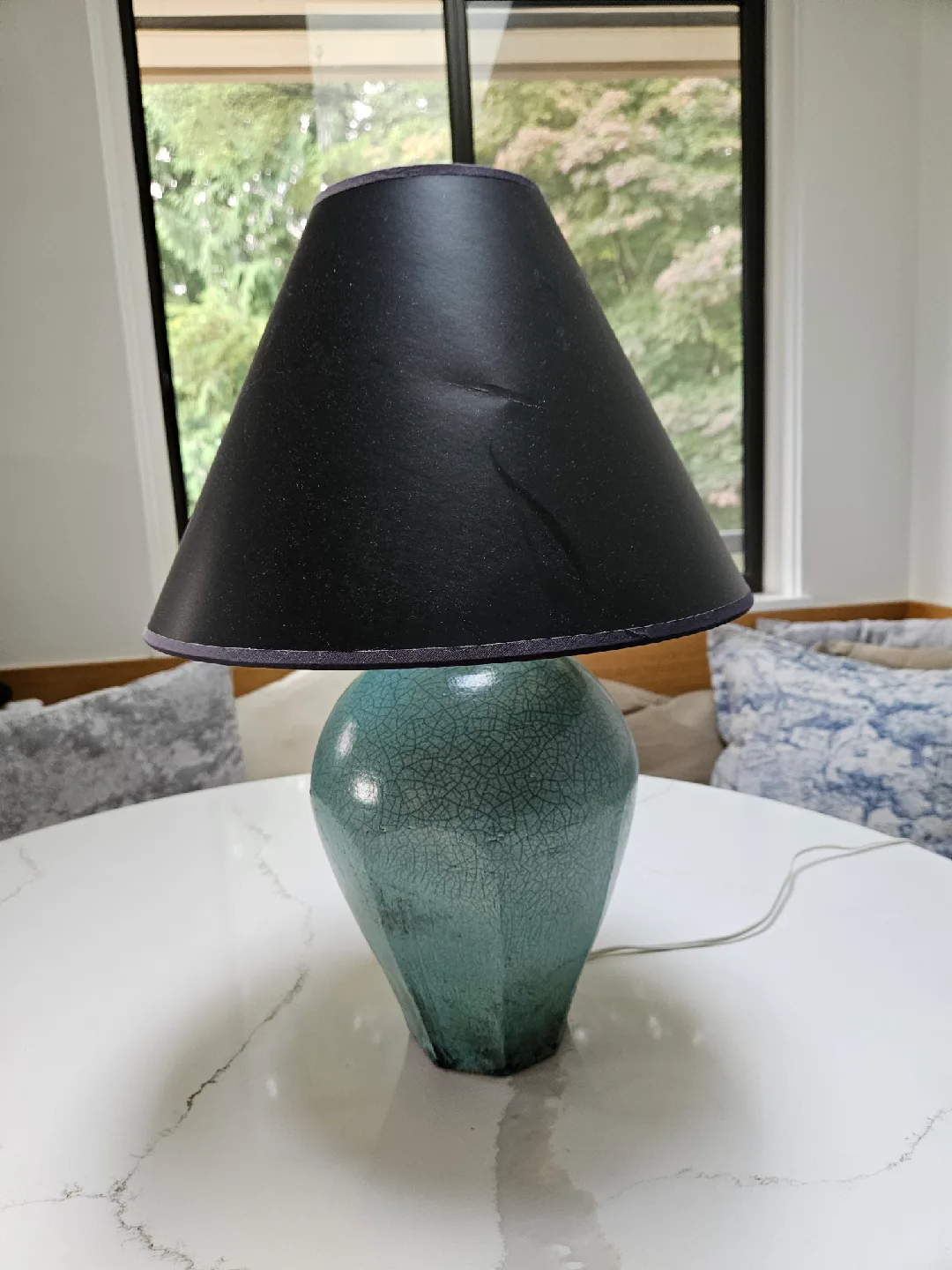 Vintage Ceramic Table Lamp with Shade Signed thumbnail