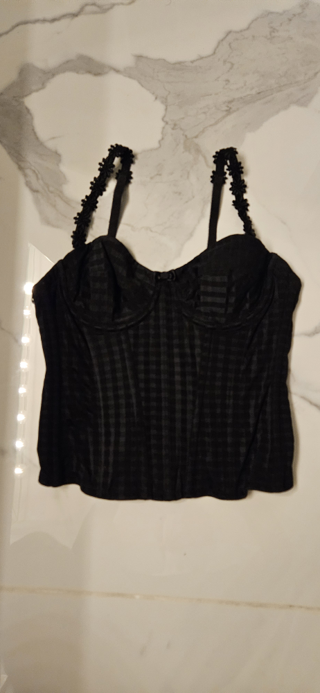 Black Corset Top with Floral Straps - Marie Jo