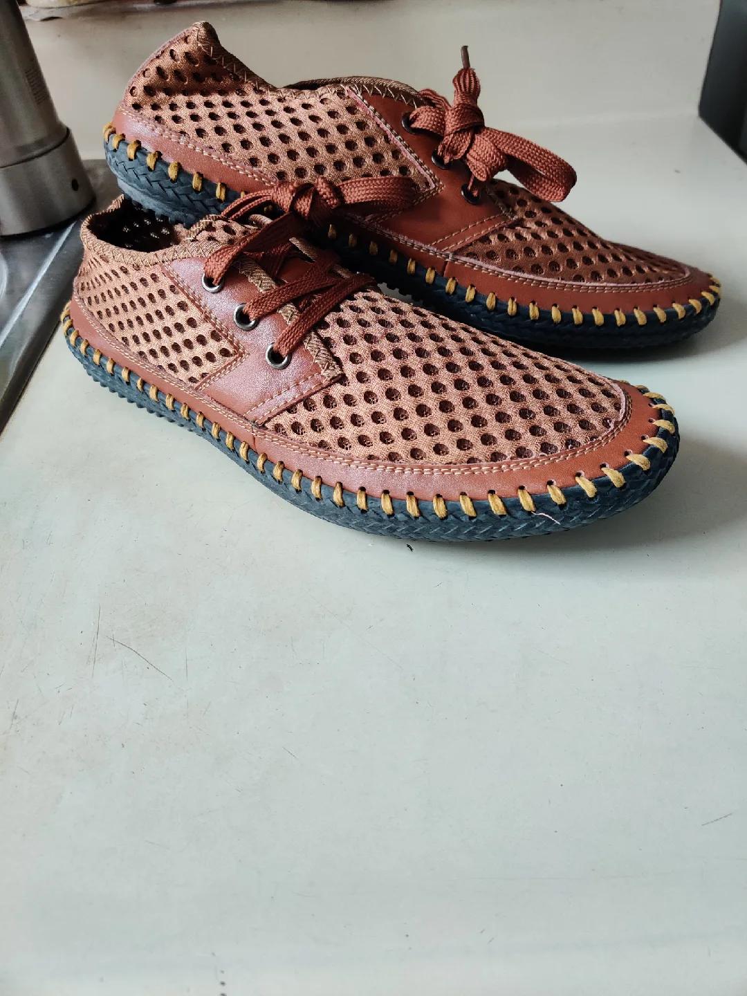 Brown Leather Mesh Casual Shoes image indicator(3)