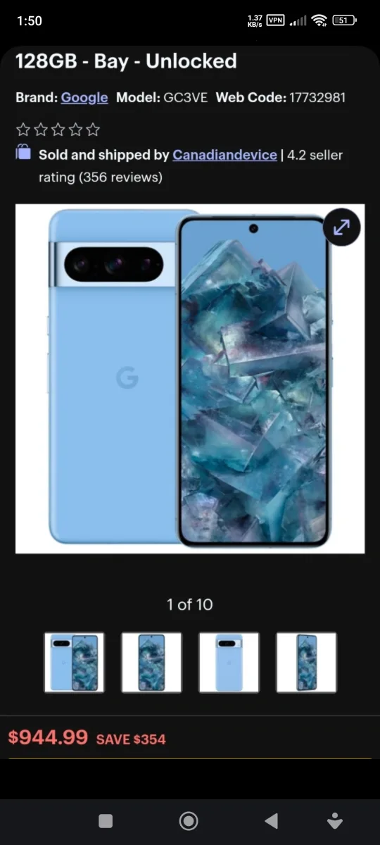 Like New Pixel 8 Pro w/ case + 2 screen protectors thumbnail