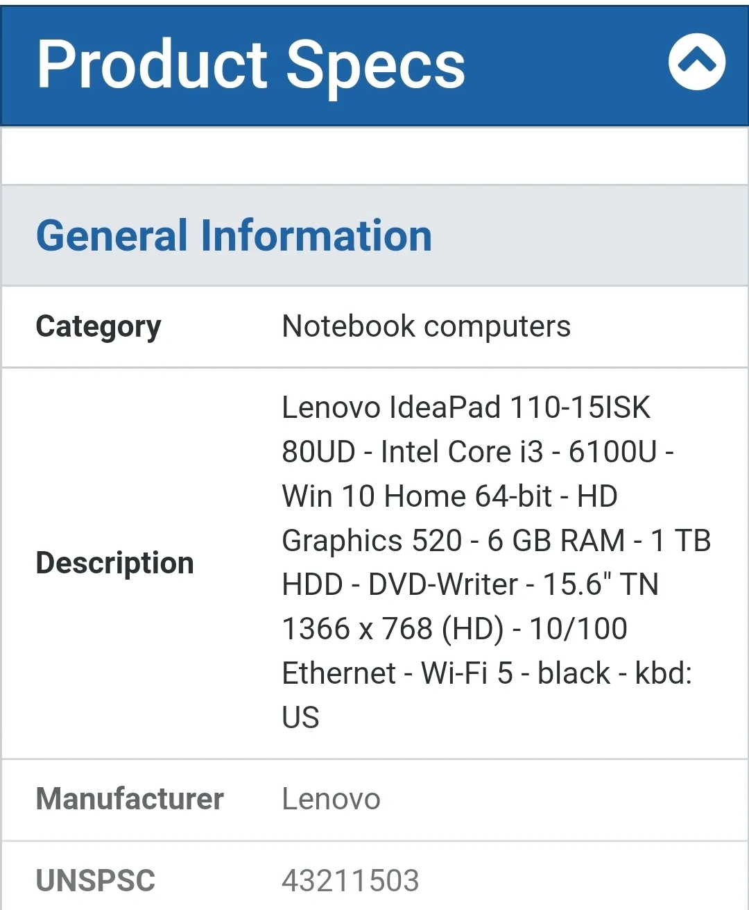 EUC Lenovo IdeaPad 110-151SK 15.6" Windows 10 Laptop image indicator(10)
