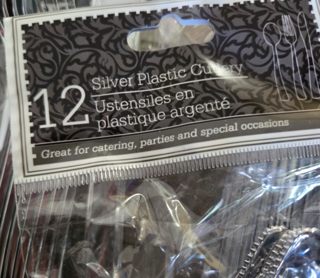 3x Silver Plastic Cutlery - 12 Piece Set - photo 3