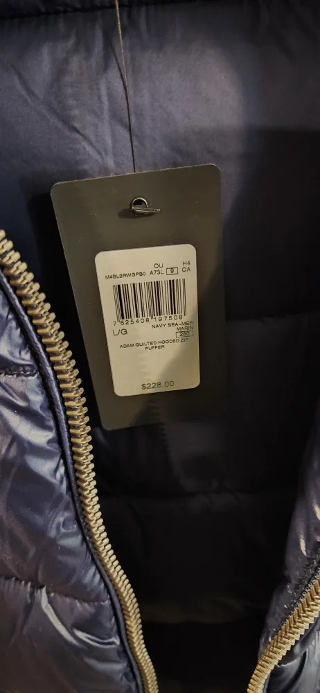 GUESS Adam Quilted Hooded Puffer - Navy, Large image indicator(3)