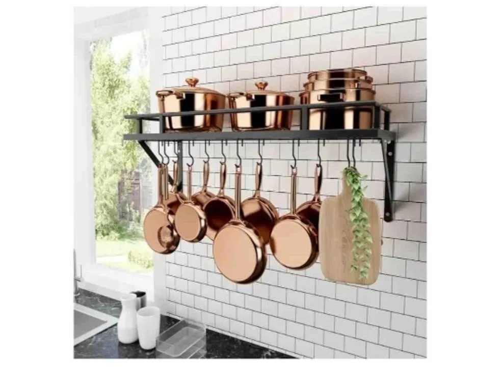 KES Pot Rack Wall Mounted, 30 Inches Pot and Pan Organizer