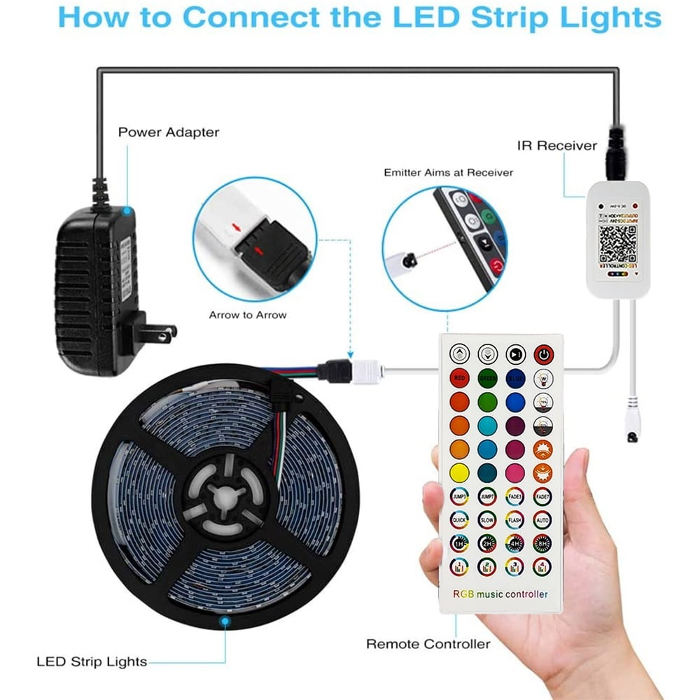49.2FT/15M LED Strip Lights,Borllyem RGB LED Light Strip 5050SMD - photo 3