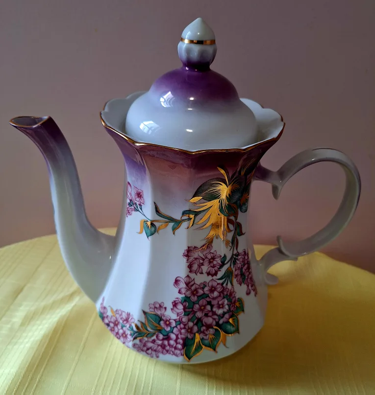 Vintage USSR Soviet Russian Tea Set purple lilac design 31 pcs image indicator(3)