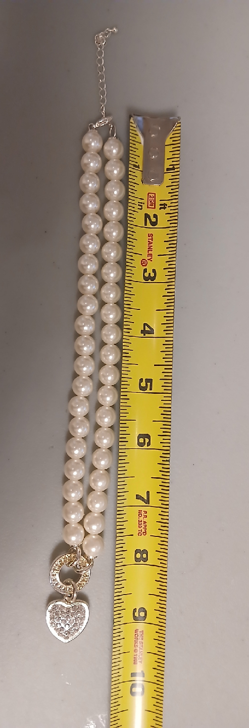 Pearl Bead Bracelet and necklace set with Heart Charm - photo 3