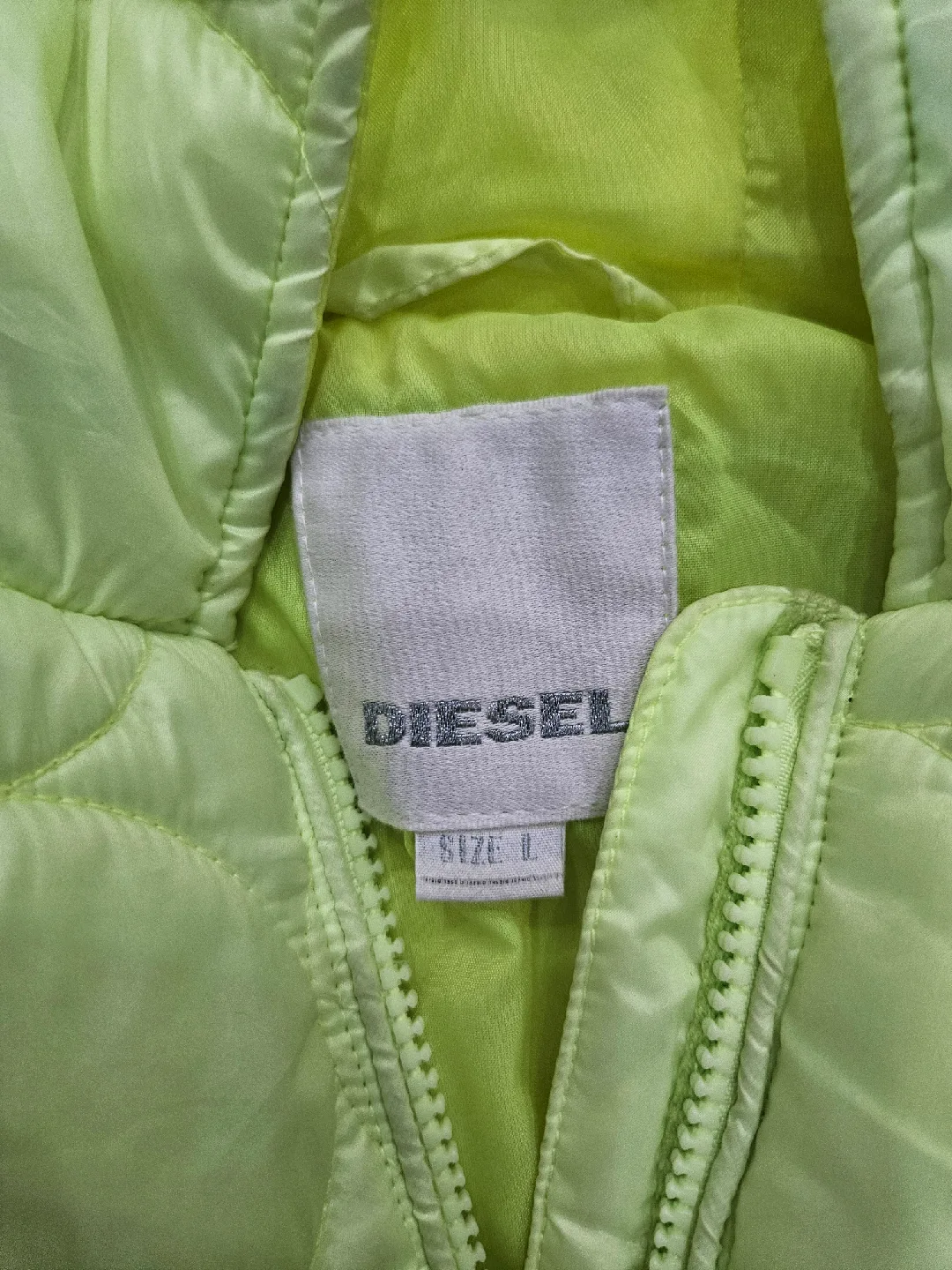 Diesel Padded Jacket - Size L - Lime Green image indicator(3)