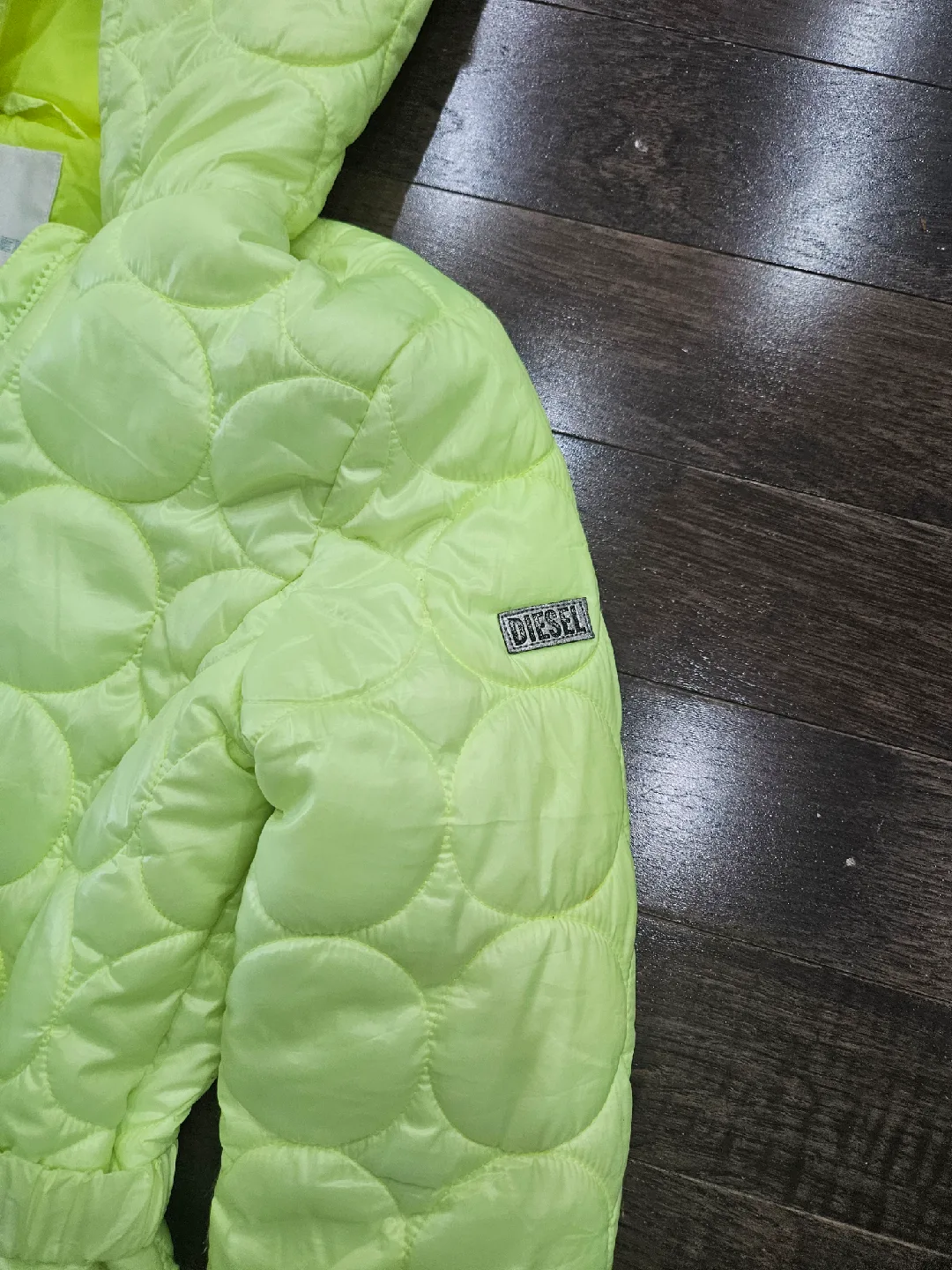 Diesel Padded Jacket - Size L - Lime Green image indicator(4)