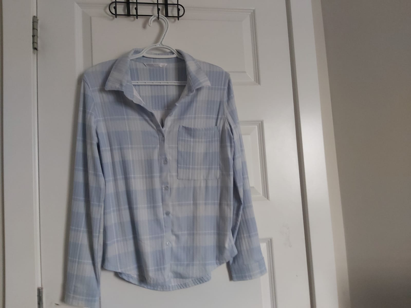 Blue Plaid Button-Up Shirt