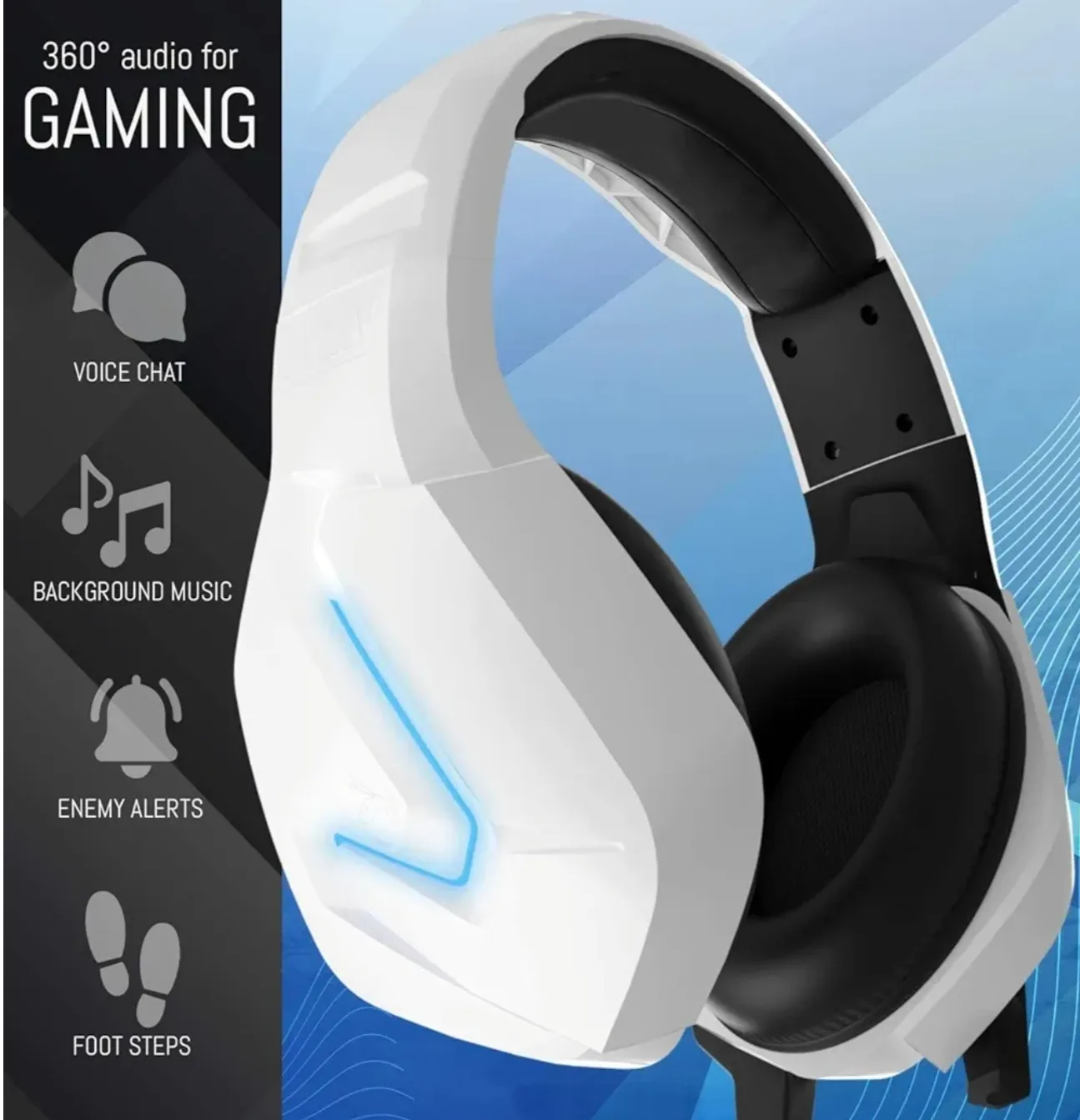 OZLY White Gaming Headset w/ Noise Cancelling Audio image indicator(2)