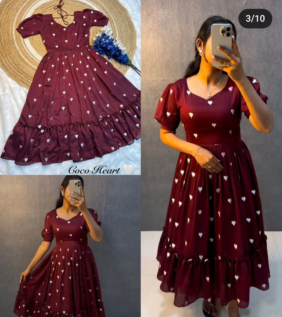 Coco Heart Maroon Dress