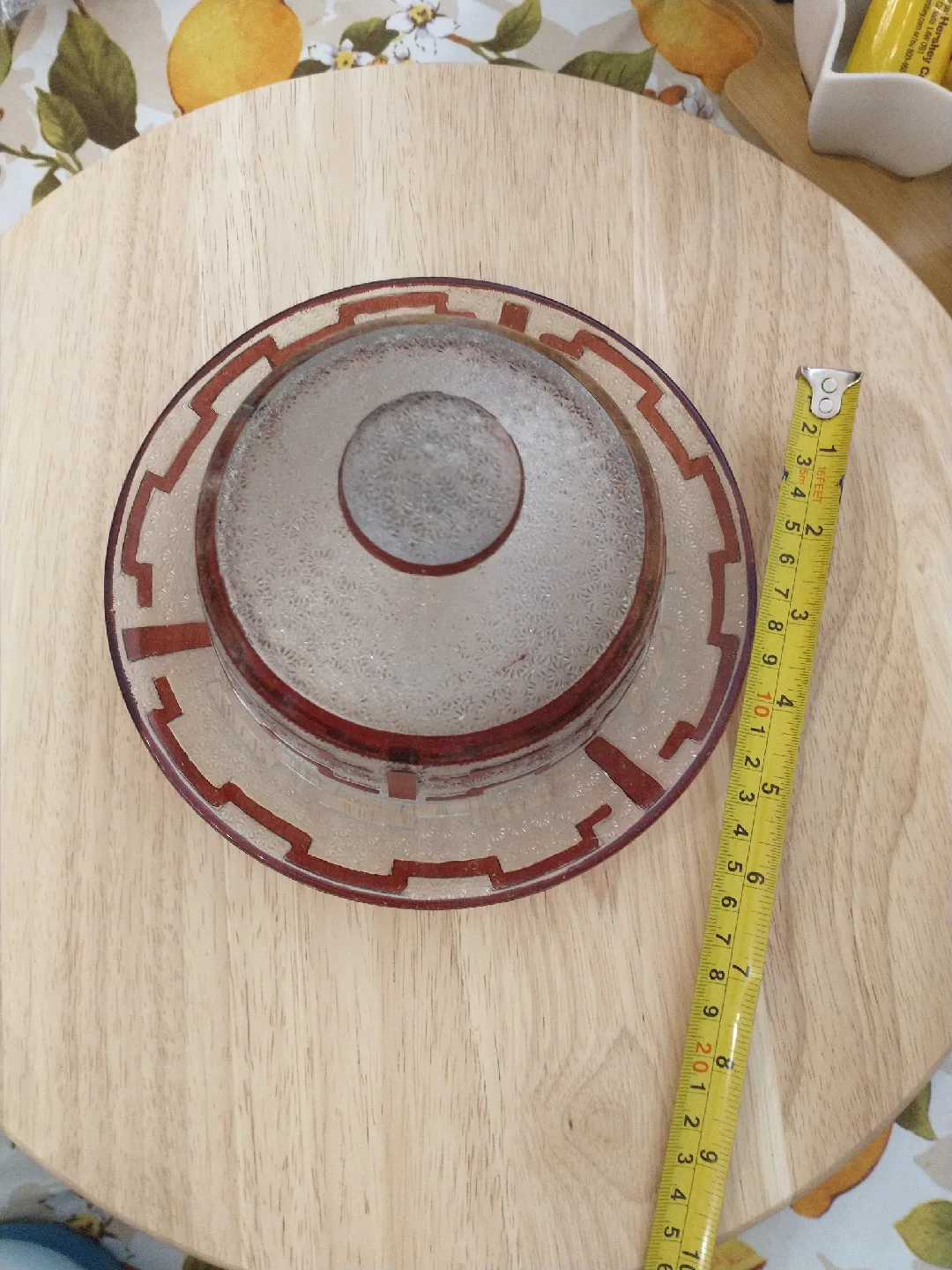 Vintage glass dish with cover image indicator(3)