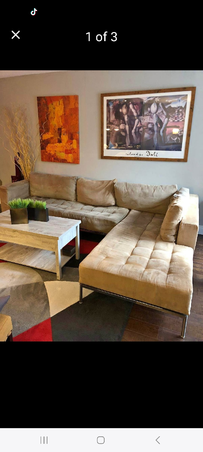 Free delivery Beige Sectional Sofa - 288cm x 195cm