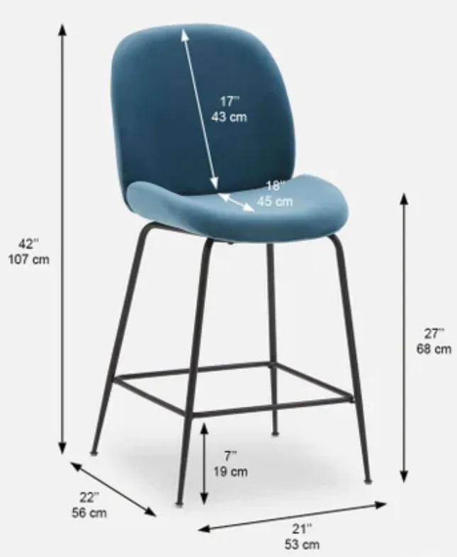 Blue Velvet Bar Stools - Set of 2 image indicator(2)