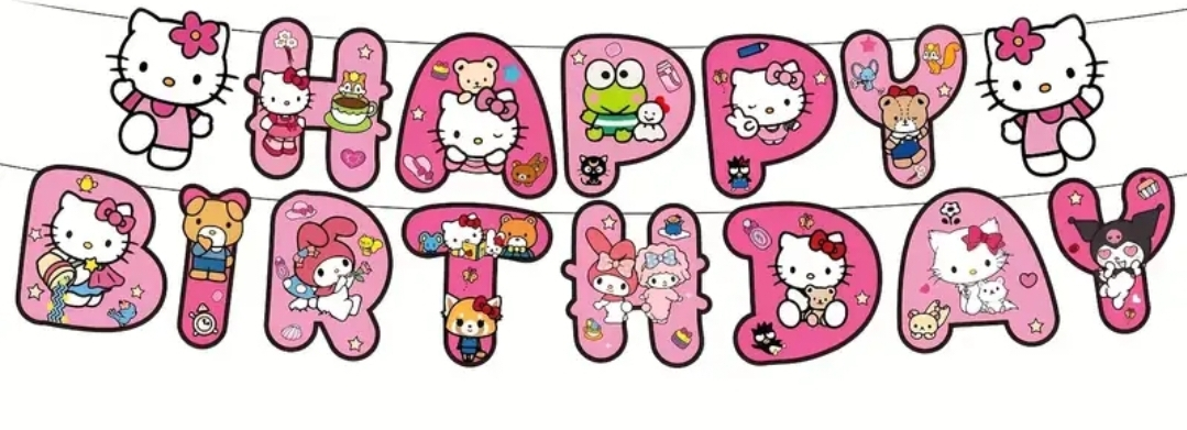 Happy Birthday Banner - 13 pcs Hello Kitty & Friends inspired