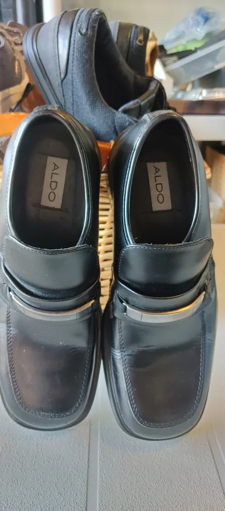 Aldo Black Leather Loafers Size 8 thumbnail
