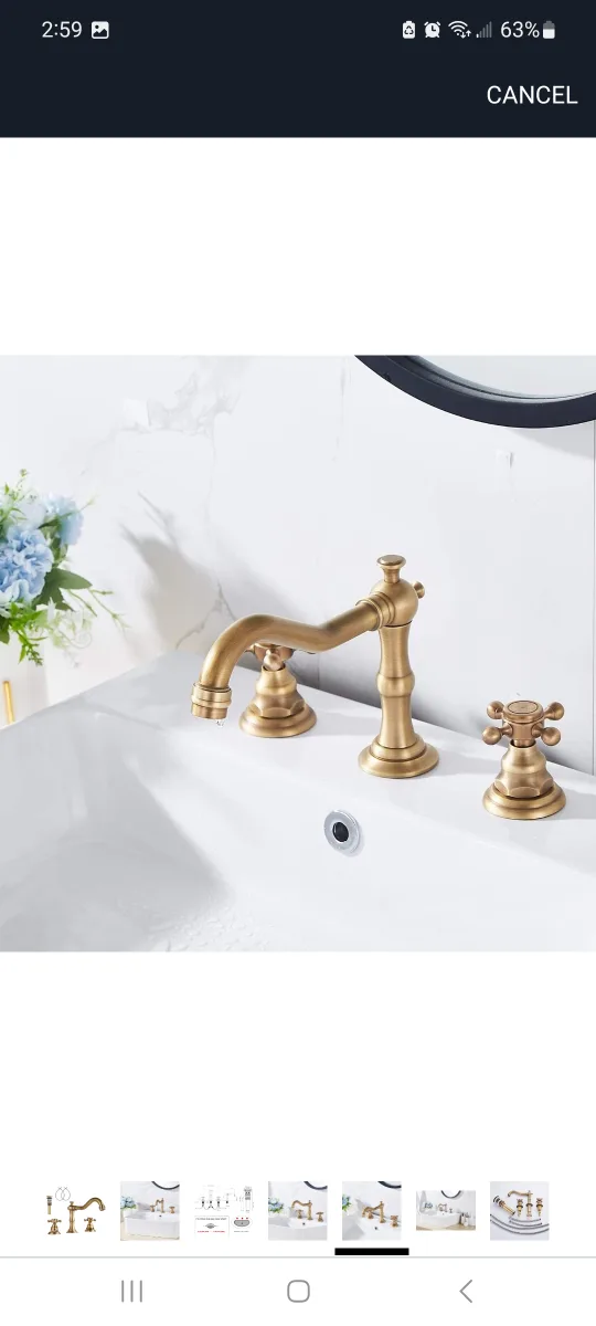 New Gold Bathroom Sink Faucet with Two Handles thumbnail