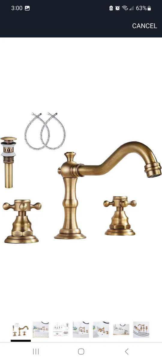 New Gold Bathroom Sink Faucet with Two Handles image indicator(2)