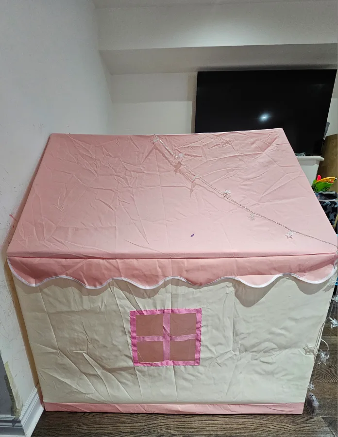 Kids Pink & Beige Play Tent Indoor image indicator(2)