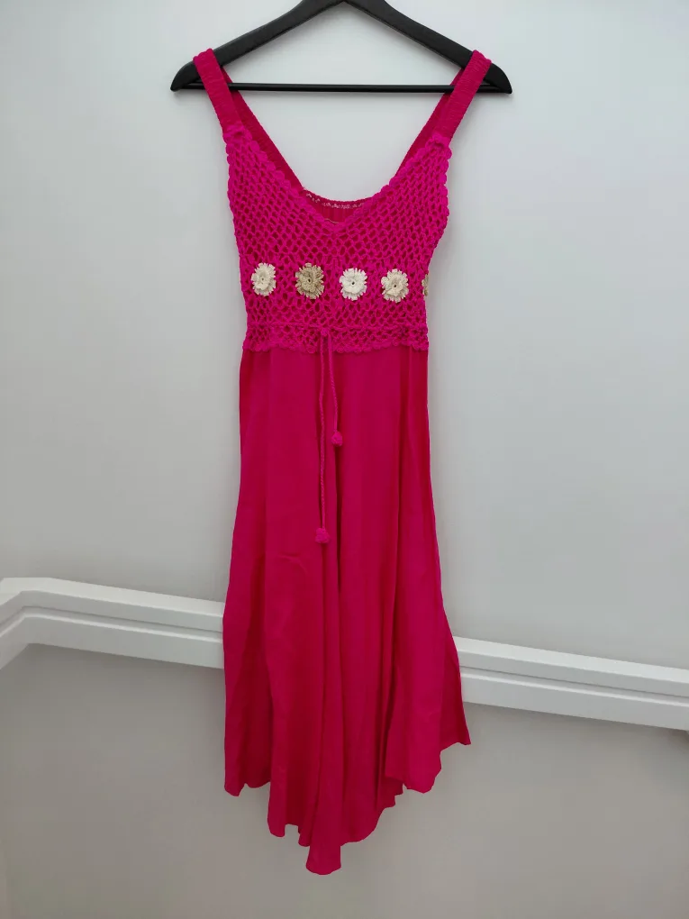 Pink Crochet Summer Dress