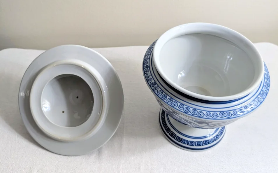 Vintage Bombay Blue & White Porcelain Pedestal Bowl image indicator(3)