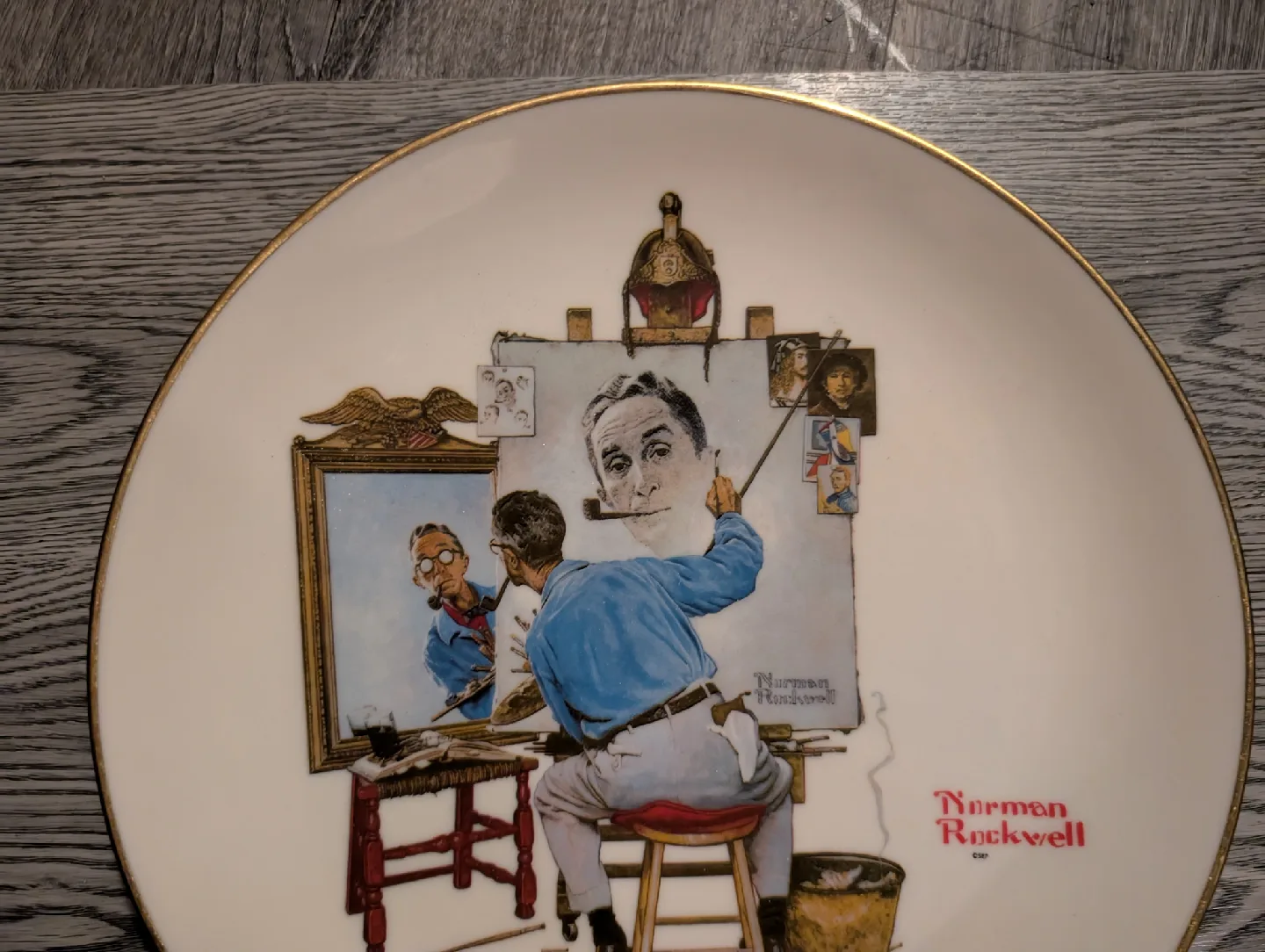 Norman Rockwell "Triple Self Portrait" Collector Plate image indicator(2)