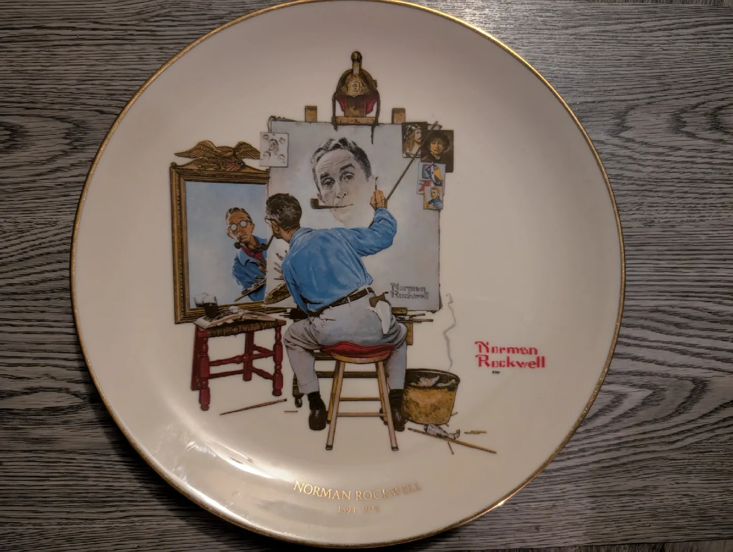 Norman Rockwell "Triple Self Portrait" Collector Plate image indicator(3)