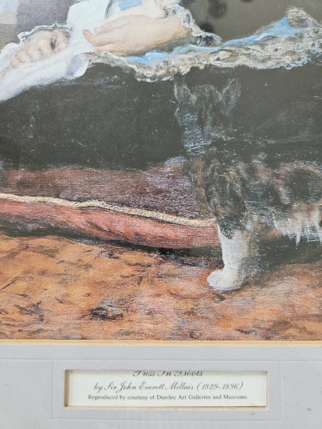 Antique Art Print in Gold Frame "Puss In Boots" with girl image indicator(2)