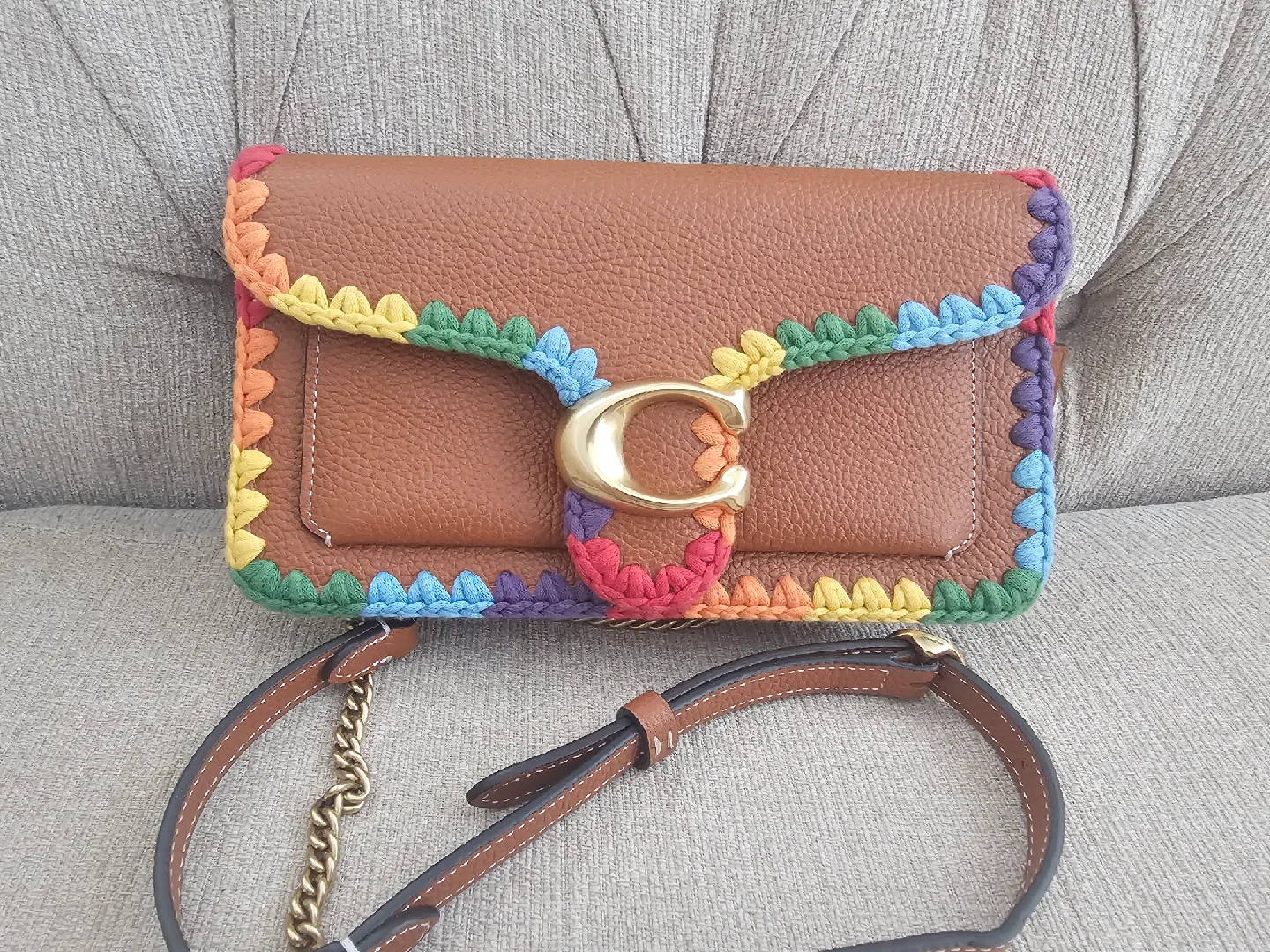 Authentic Coach Tabby Rainbow Crochet Bag thumbnail