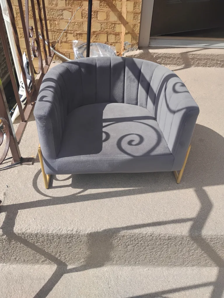 Gray Velvet Accent Chair thumbnail