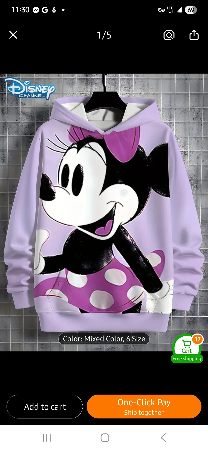 NEW Kids Disney Channel Minnie Mouse Hoodie 💜 thumbnail